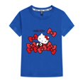 thumbnail image 3 of Ropa infantil de Hello Kitty, camiseta informal de verano a la moda de manga corta con estampado de dibujos animados para niña, camiseta transpirable de algodón puro para niño, nueva, 3 of 5