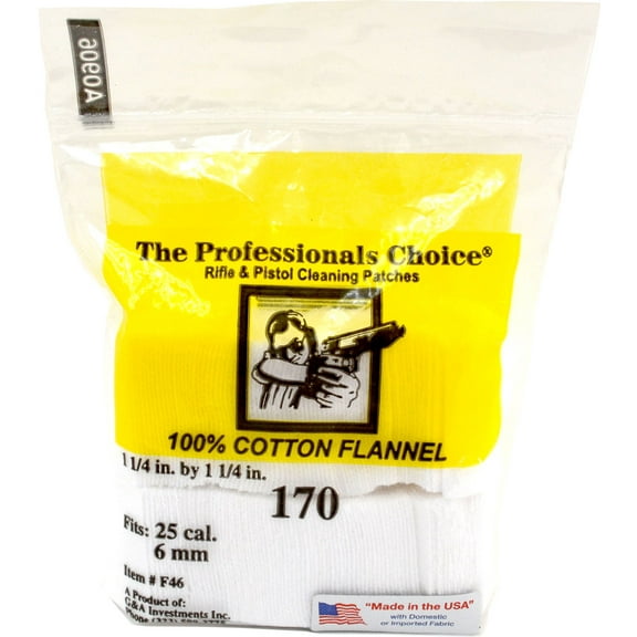 The Professionals Choice Square Flannel Cleaning Patches 25 Cal / 6mm 170 pack