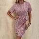 thumbnail image 5 of Vestido de mujer casual sexy moda verano floral elegante manga corta cuello redondo hasta la rodilla vestido de cintura Pompotops  ghjkhdj14566, 5 of 9