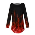 thumbnail image 5 of Sakmal Womens Tops&nbsp; Under $5 Long Sleeve Red Crew Neck Flame Graphic Tunic Womens T Shirts, 5 of 5