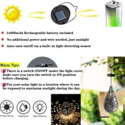 QiShi Hanging Solar Lantern Garden Outdoor, Boho Decorative Metal Decor Flower Waterproof for Pathway Patio Yard