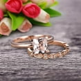 thumbnail image 2 of Bridal Set 1.75 Carat 6mm Princess Cut Morganite Solitaire Engagement Ring With Matching Wedding Band On 10k Rose Gold Art Deco Shining Startling Ring, 2 of 5