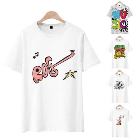 

LANLIN Music Festival Unisex Youth Casual Graphic Tee Shirts Loose Tshirts For Men Boys