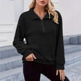 thumbnail image 5 of Sweatshirt For Women Fleece Casual Fashionable Round Neck Long Sleeved Solid Color Quarter Zipper Pullover Sweatshirt, 5 of 5