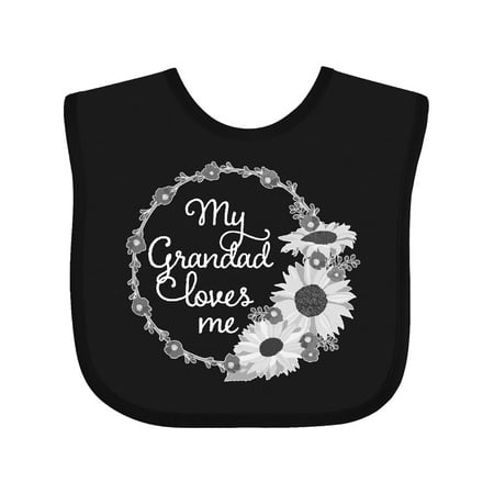 Inktastic My Grandad Loves Me with Sunflower Wreath Boys or Girls Baby Bib