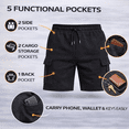 thumbnail image 5 of Yacht & Smith 6 Pack Men’s 5 Pocket Fleece Cargo Shorts, Cotton, Drawstring, Bulk Athletic Lounge Shorts, Black, Size 2X-Large, 5 of 6