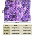thumbnail image 2 of Couverture en Molleton Écailles de Sirène Violette Jeté Peluche Duveteux Ultra Doux Réversible en Microfibre Flanelle 80"x60 Pouces, 2 of 4