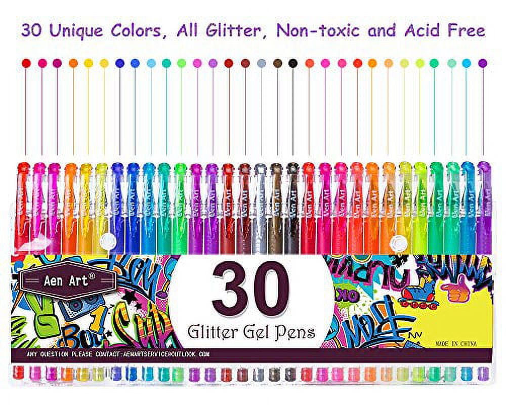 Aen Art Glitter Gel Pens Colored Fine Tip Markers with 40% More Ink for  Adult Coloring Books Drawing and Doodling (24 Colors)