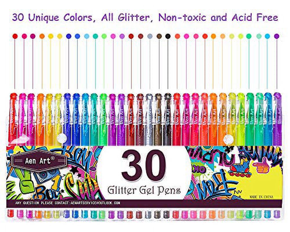 Glitter Gel Pens, Colored Gel Markers Pen Set with 40% More Ink for Adult Coloring Books, Drawing, Journaling and Doodling