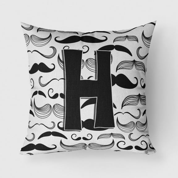 Carolines Treasures CJ2009-HPW1818 Letter H Moustache Initial Canvas Fabric Decorative Pillow  18H x18W multicolor