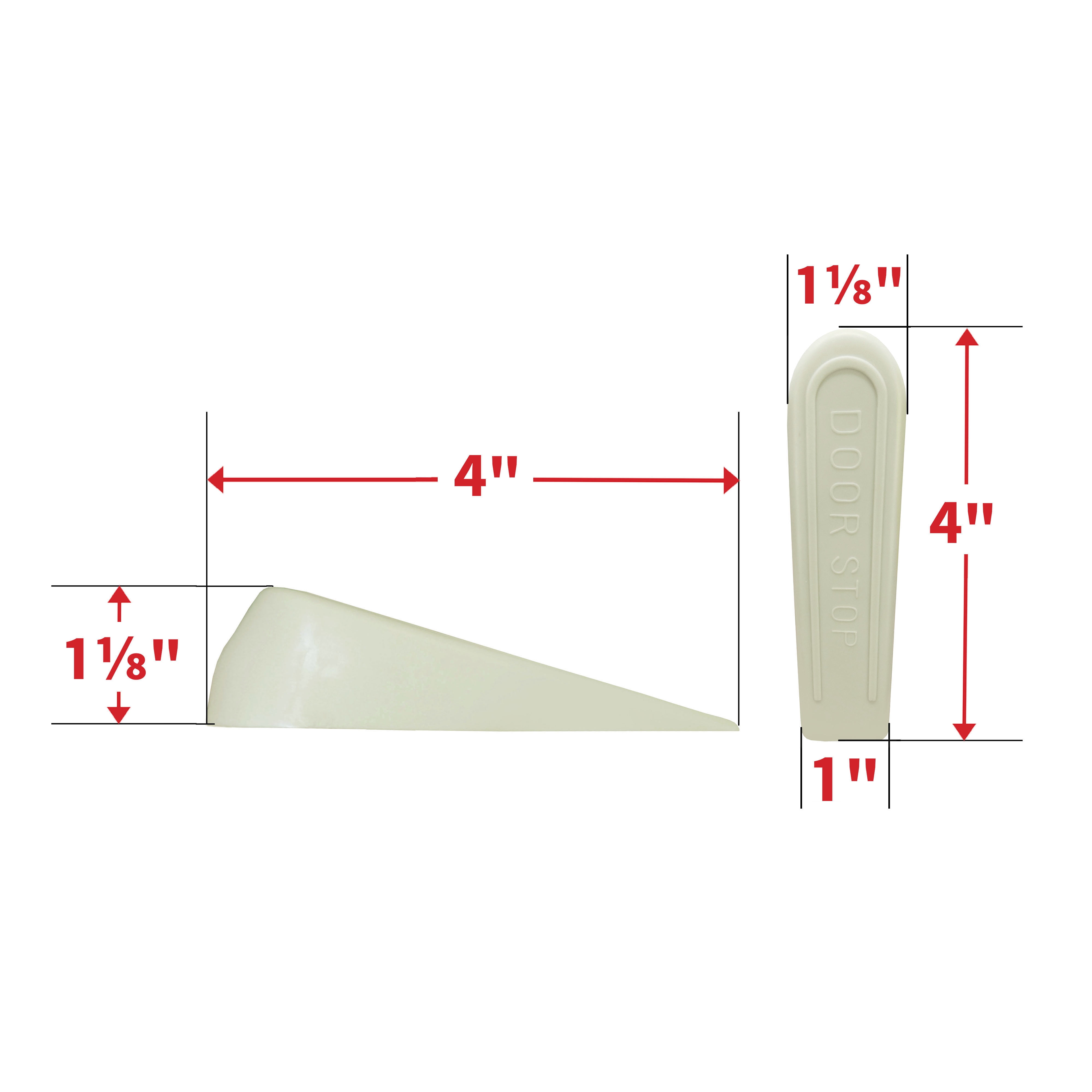 Super Sliders Non-Skid Rubber Door Stop, Wedge Design for Secure Hold on Textured Surfaces and Carpet (4 in x 1 in x 1 in) - 3 Pack, Beige