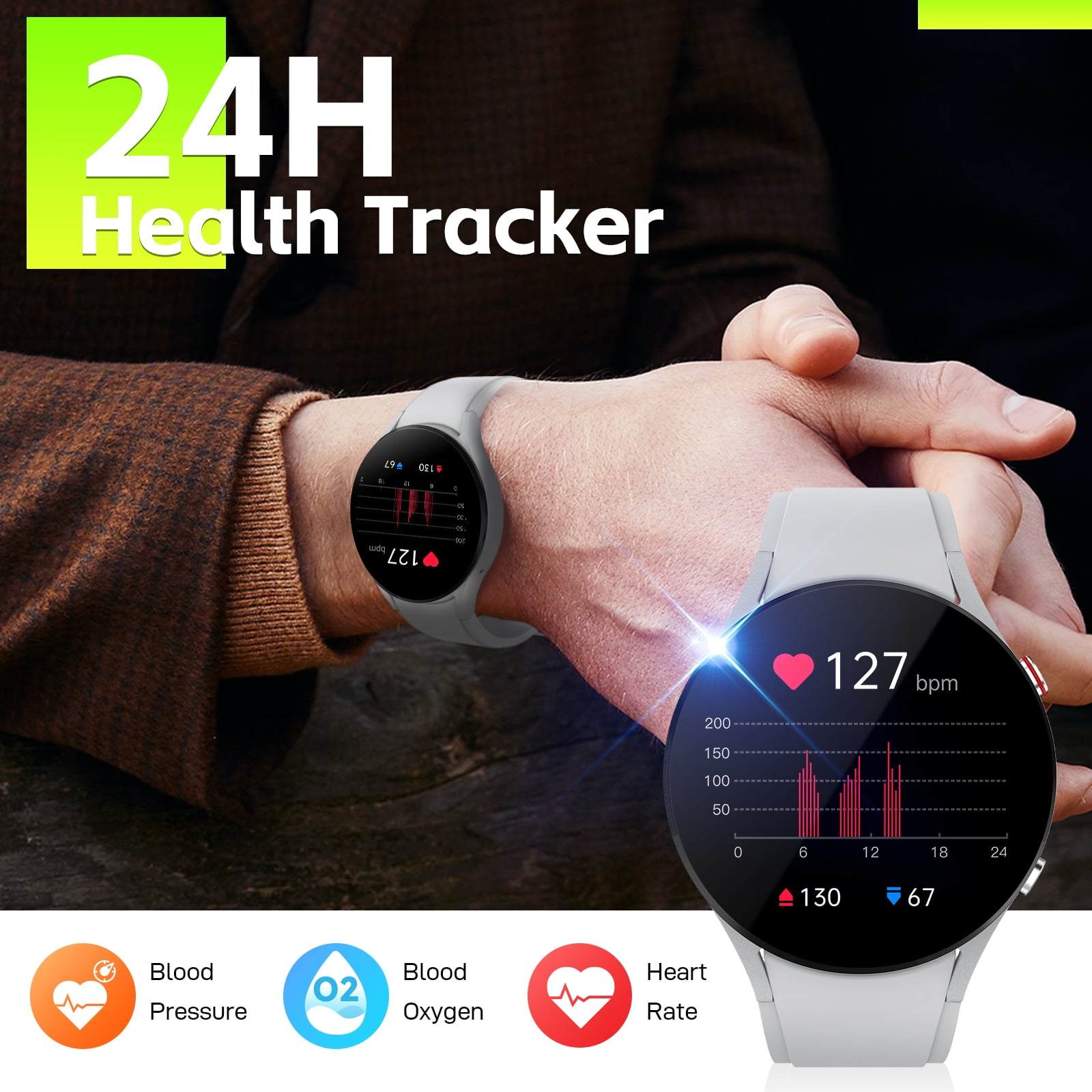 Cyberdyer 2025 New Smart Watch - Bluetooth Calling 1.32" HD Touch Screen, IP68 Waterproof Long Battery Life, Thanksgiving & Halloween Gift for Men Women (Compatible with Apple/Samsung/Android)
