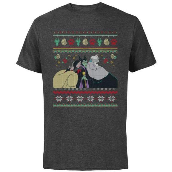 Disney Villains Maleficent Ursula Cruella Christmas Sweater - Short Sleeve Cotton T-Shirt for Adults - Customized-Charcoal