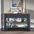 thumbnail image 2 of GZXS 48.8-Inch Rectangle Console Table with 3 Drawers and 2 Shelves, Vintage American Style Sofa Table behind Couch for Living Room or Hallway (Blue+Brown), 2 of 10