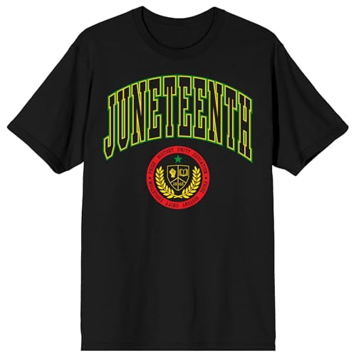 Juneteenth Collegiate Crest Crew Neck Short Sleeve Men's Black T