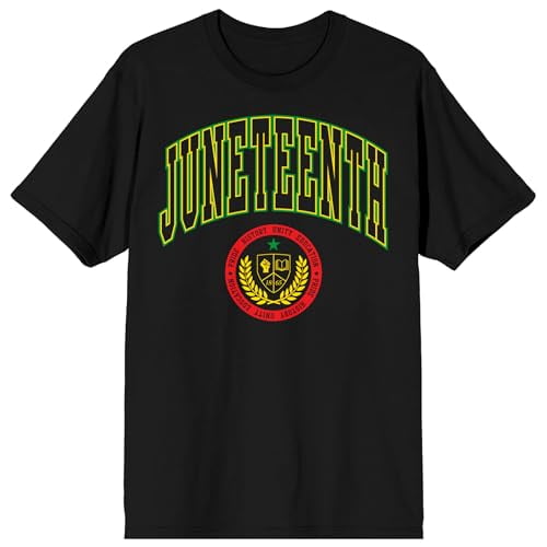 Juneteenth Collegiate Crest Crew Neck Short Sleeve Men's Black T