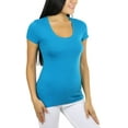 thumbnail image 4 of ToBeInStyle Women's Slim Fit Scoop Neck Short Sleeve Longline Tee, 4 of 5