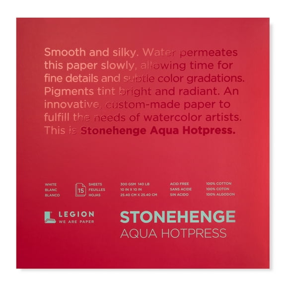 Legion Paper Stonehenge Aqua Block Watercolor Pad, Hot-Press, 10in x 10in