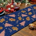 thumbnail image 3 of Gingerbread Christmas Decorations Blue Table Runner Pink Tree Glitter Xmas Winter Candy Cane Holiday Kitchen Dining Merry Christmas Table Decor 13x72 Inch, 3 of 5