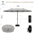 thumbnail image 3 of 15ft Large Patio Umbrella with Base Included, Outdoor Double-Side Rectangular Umbrella for Deck, Market, Ourside, Light Gray, 3 of 7