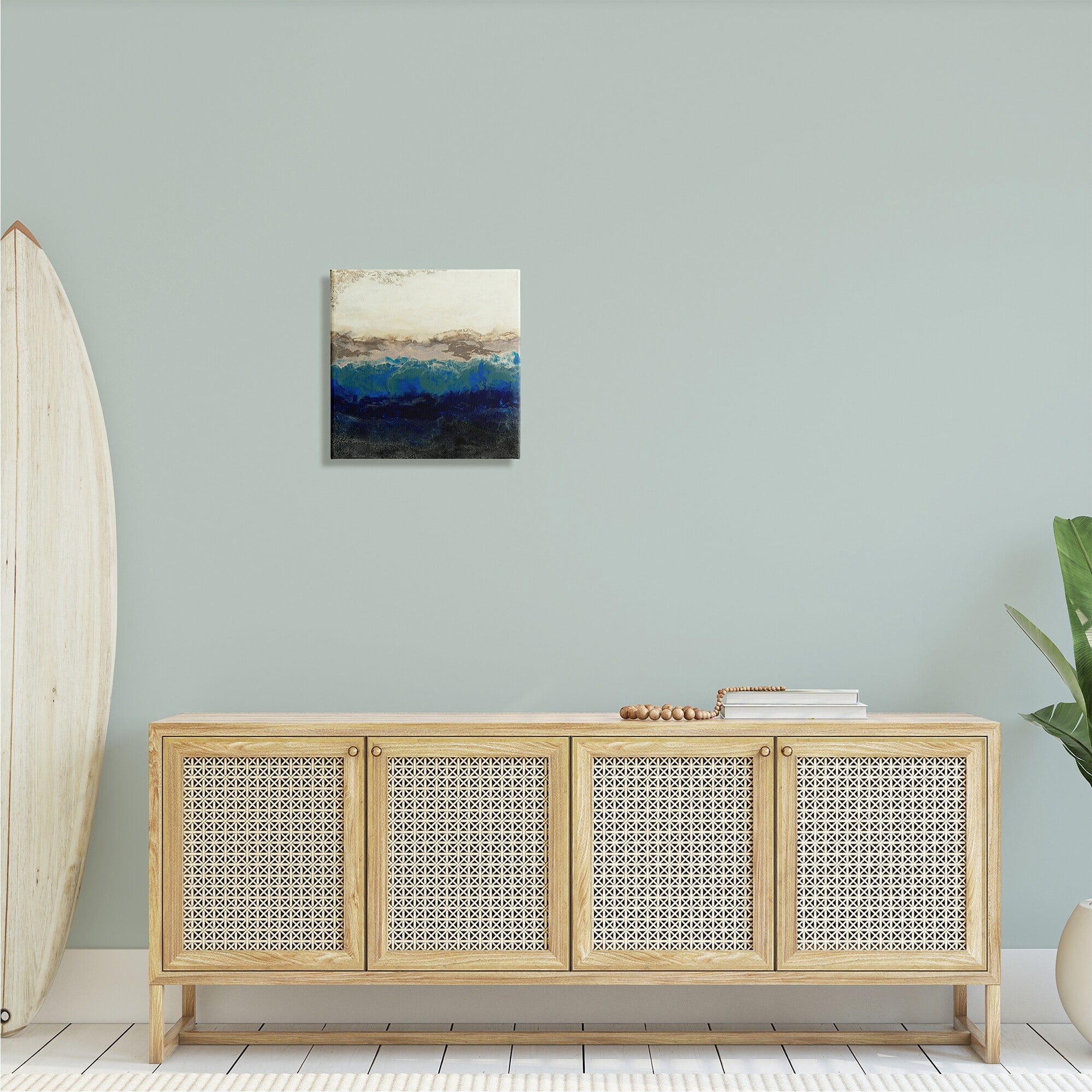 Stupell Industries Abstract Ocean Shore Arrangement Neutral Blue Tones, 36 x 36,Design by Laura Van Horne