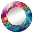 thumbnail image 2 of Designart "Alcohol Ink Artwork in Teal and Purple with Rainbow Hues I" Abstract Shapes Rund Mirror For Wall Decor - Large Blue Round Printed Mirror -Modern Round Living Room Mirror - 29" x 29", 2 of 6