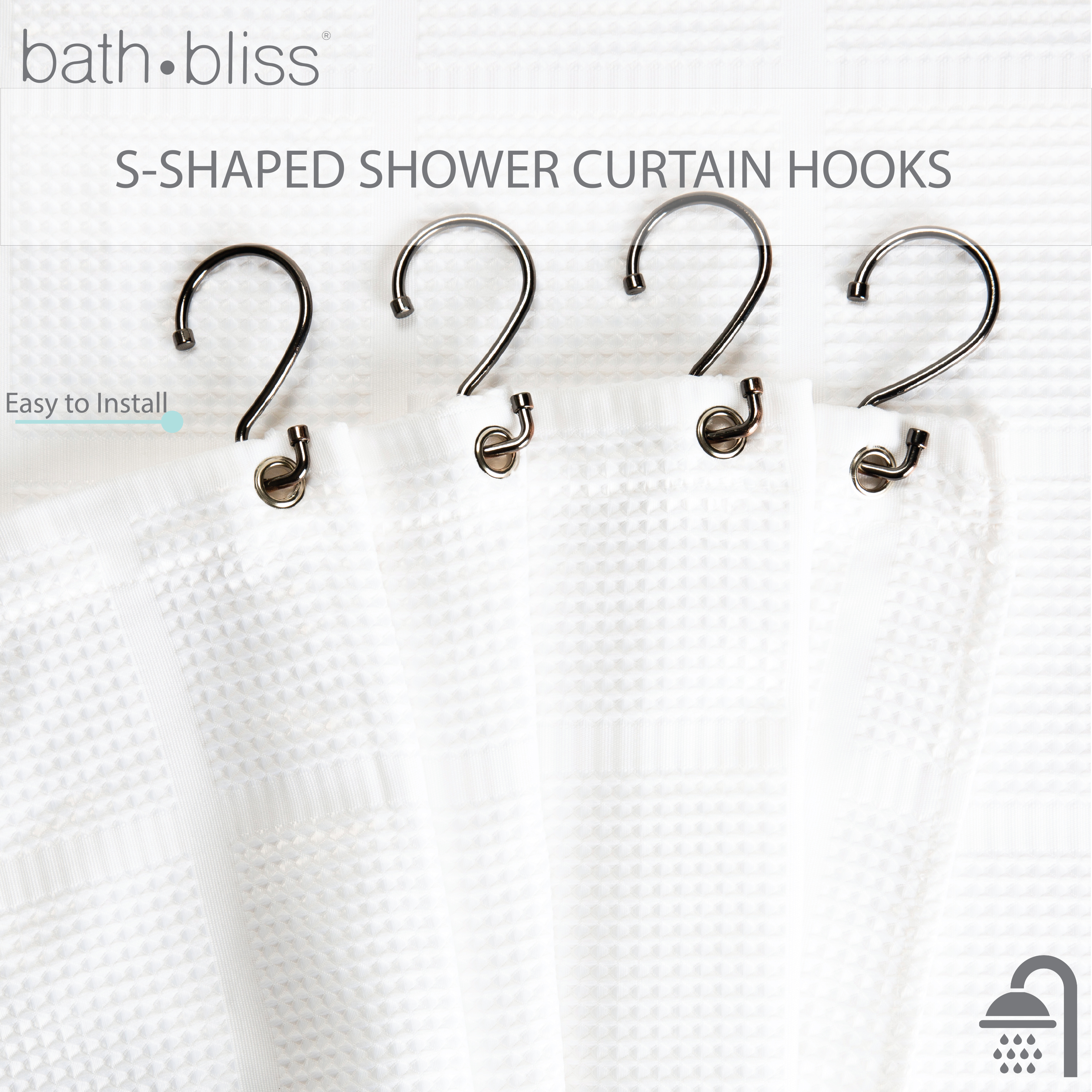 Bath Bliss Zinc Alloy Shower Curtain Rings, Bronze (12 Count)