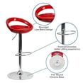 thumbnail image 4 of Flash Furniture Wilson 2 Pack Contemporary Red Plastic Adjustable Height Barstool with Rounded Cutout Back and Chrome Base, 4 of 14
