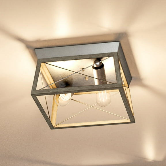 Luxury Industrial Ceiling Light, 6H x 12W, with Modern Farmhouse Style, Galvanized Steel, UHP3917 by Urban Ambiance