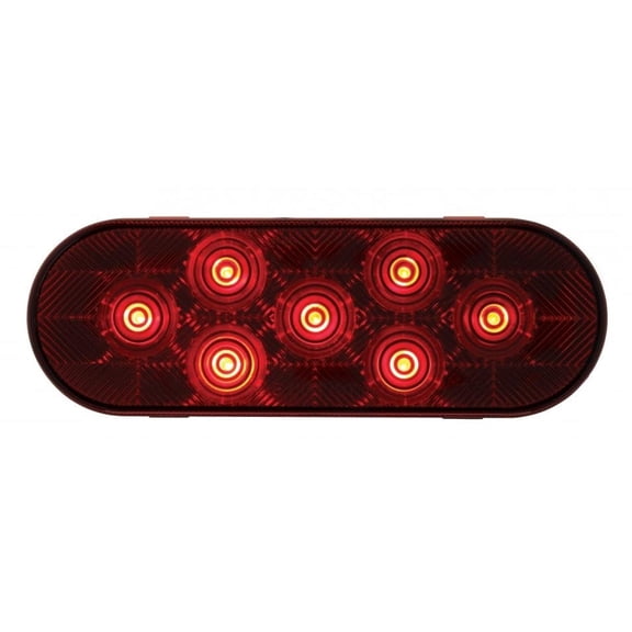 Red 7 LED 6" Oval Trailer Truck Stop Turn Brake Tail Light Red Lens