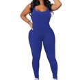 thumbnail image 2 of Idoravan Women's Plus Size Tops Clearance Womens Sleeveless Backless Waist Closing Jumpsuit Solid Color High Waist Tight Sports Yoga Jumpsuit, 2 of 9