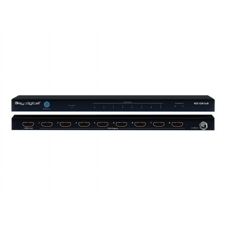 Key Digital - 8-Output HDMI Splitter with 4K and HDR Pass-Through - Black