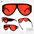 thumbnail image 2 of Retro Bold Oversized Shield Racer Plastic Sunglasses Black - Red, 2 of 8