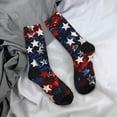thumbnail image 5 of Gukieu Red Blue White Stars Print Contrast Color Mid-calf Socks, Sweat-wicking Athletic Socks, Unisex Clothing Accessories, 5 of 6