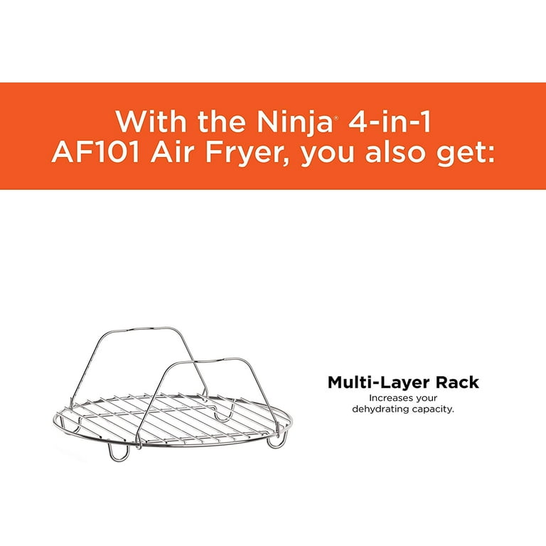 Ninja Air Fryer, 1550-Watt Programmable Base for Air Frying, Roasting, Reheating & Dehydrating with 4-Quart Ceramic Coated Basket, Black/Gray