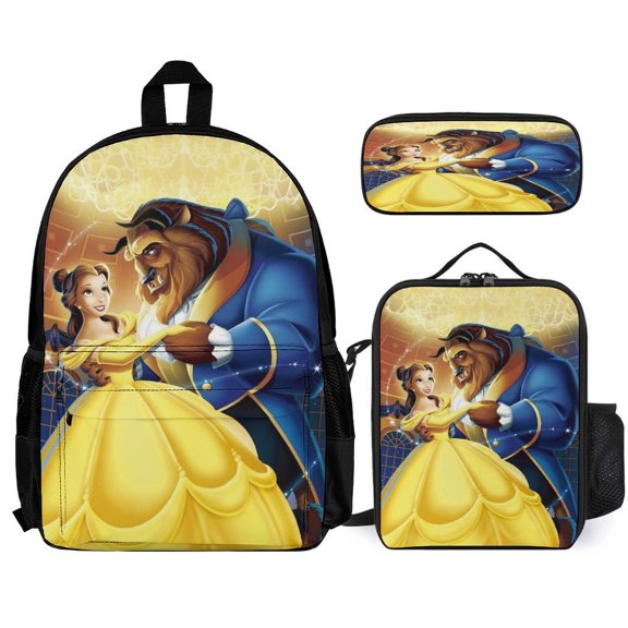 3PCS Beauty The Be-as Backpac Set Backpac with Lunch Box Pencil Case Backpac with Large Pocket