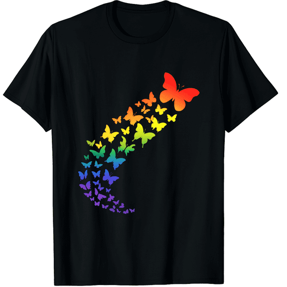 Rainbow Butterfly Trail Pride Flight Pride LGBTQ Unisex T-Shirt