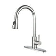 thumbnail image 2 of Kitchen Sink Faucet, Kitchen Faucet Stainless Steel with Pull Down Sprayer Brushed 360 Degree Rotating Nozzle, Commercial Modern High arc Single Handle Single Hole Pull Out Kitchen Faucets, 2 of 8