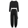 thumbnail image 2 of YEAHDOR Big Girls Juniors Activewear Sweatshirt with Jogger Pants Outfit Set Sports Hip Hop Dance Outfit Black 8, 2 of 7