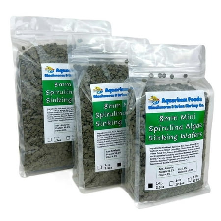Aquatic Foods Inc. 8mm - 1/3  Mini Sinking Wafers of Algae  Spirulina  Veggies for All Tropical Fish  African Cichlids  Shrimp  Snails  Crabs  Catfish  Plecos.3-lbs 12.5oz Clear Bag