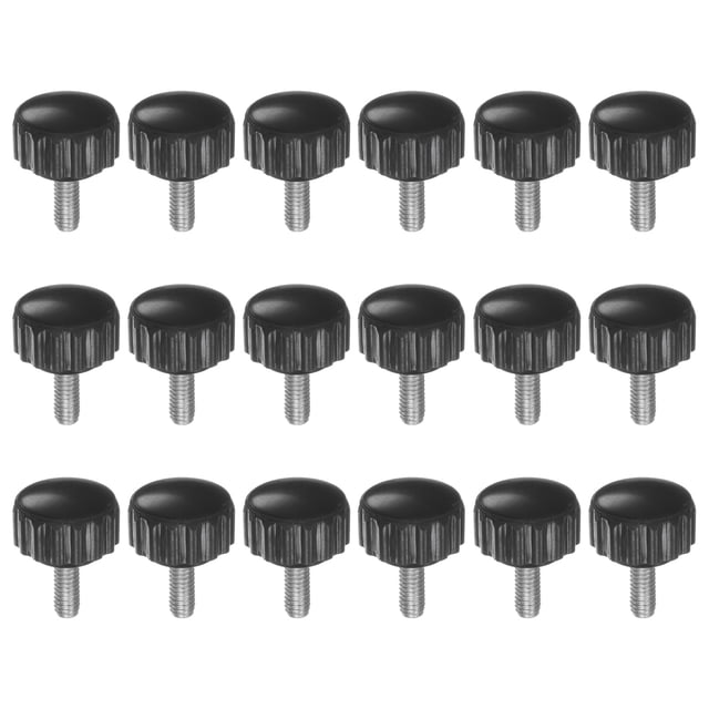 Unique Bargains Lot de 18 M4 x 10 mm Filetage Mâle 16 mm Poignée Moletée Boutons de Serrage Poignée Vis pour Pouce Noir