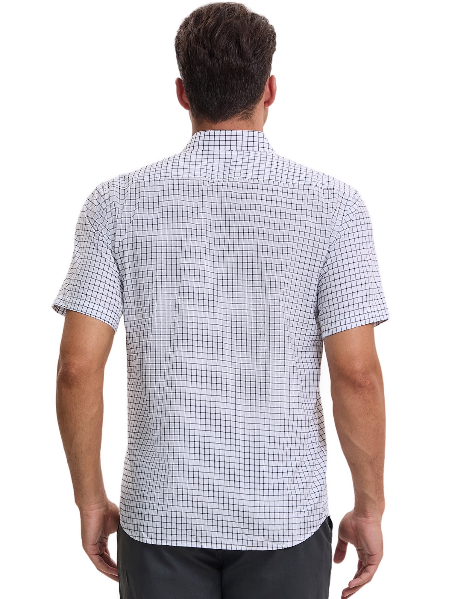 DARING DIVA Men's Plaid Short Sleeved Button Down Business Checked Dress Shirt M Gray
