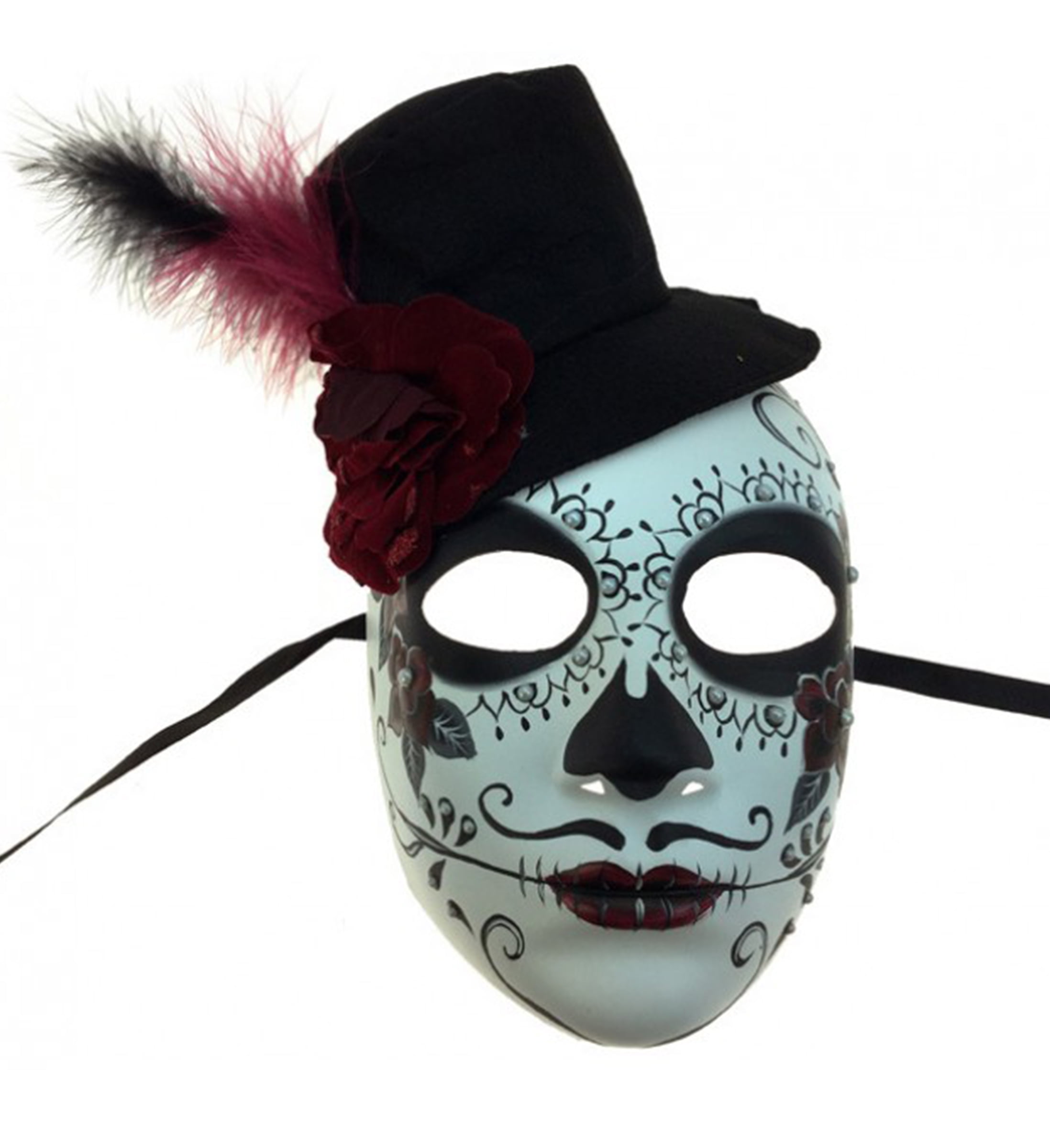 de Muertos Masquerade Ball Mask Pair Wear Wall Deco Hand Painted Day of dead D 