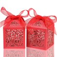 thumbnail image 1 of Cajas de regalo COTOPHER, 100 unidades, 5 x 5 x 7 cm, rojas con cinta, 1 of 6