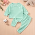 thumbnail image 2 of Baby Girl Clothes Baby Boy Clothes Solid Round Neck Hoodie Cute Teddy Bear Embroidered Two Piece Fall Set, 2 of 9