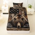 thumbnail image 3 of Castle Fairy Rustic American Flag Twin Sheets 3pcs,Jungle Animal Bear Bedding,Brown Black Tan,1 Fitted Sheet, 1 Flat Sheet and 1 Pillowcase, 3 of 6