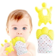 Liname Teething Mitten Set - Teething Glove with Teething Toy for Babies - Unisex (Yellow)