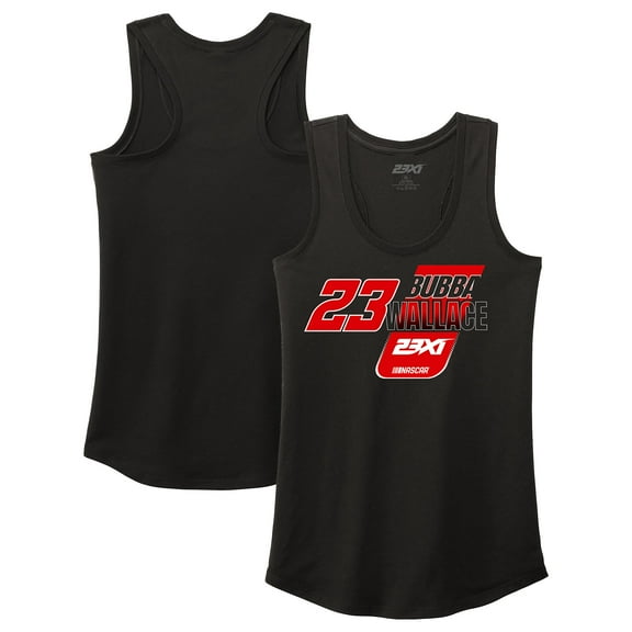Women's 23XI Racing Black Bubba Wallace Racer Back Tri-Blend Tank Top