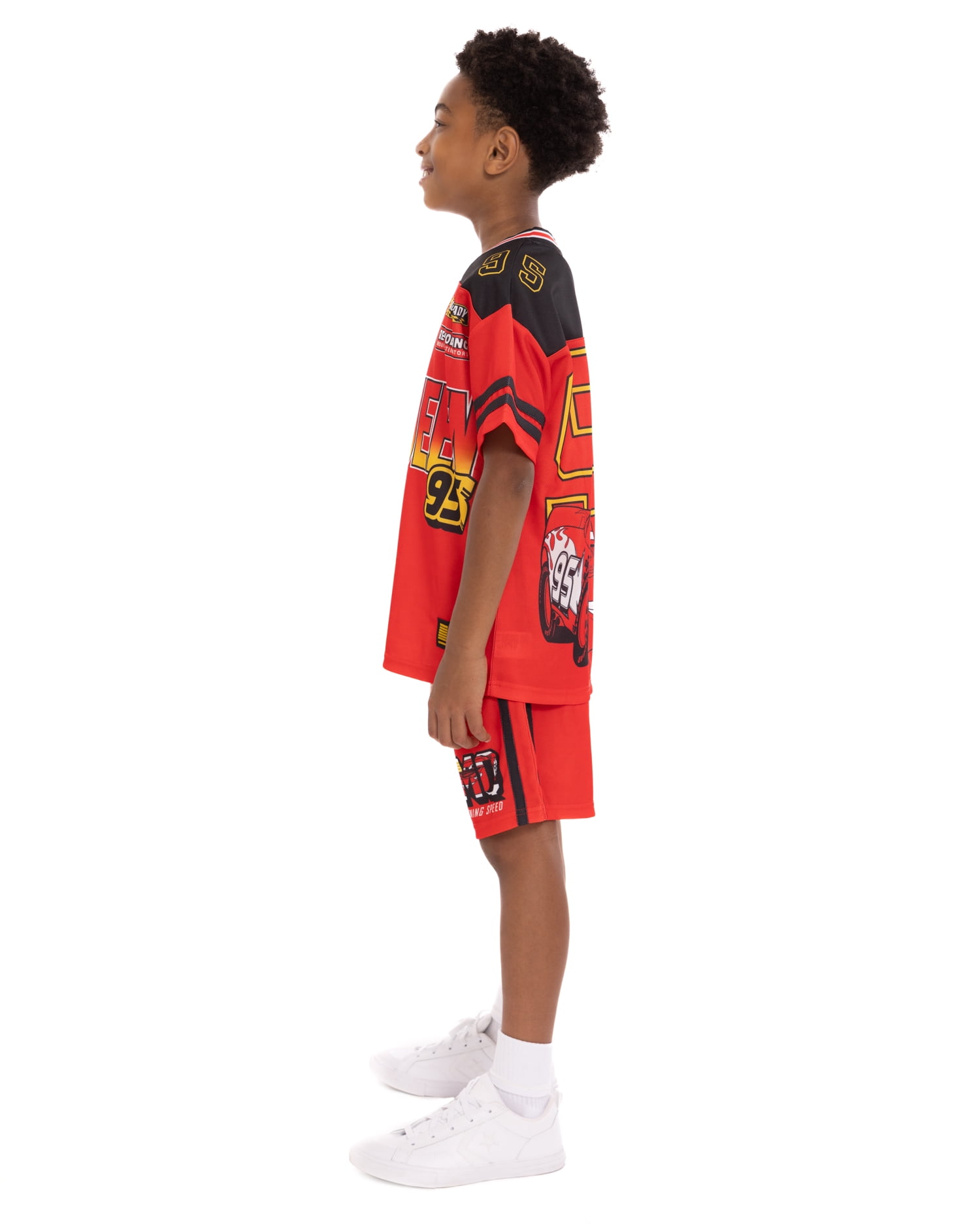 Pixar Cars Boys Short Sleeve Graphic Football Jersey with Matching Short, Sizes 4-16