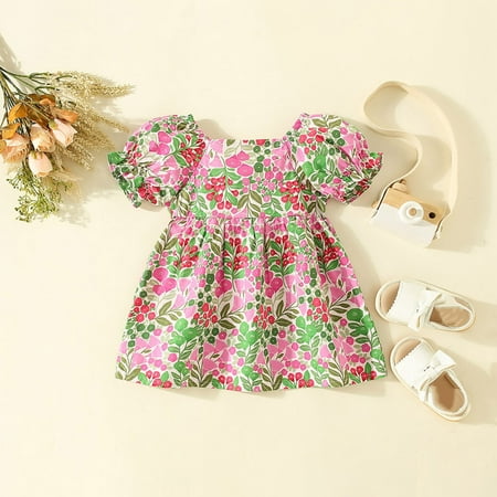 

PEASKJP Casual Dresses for Girls Girls Children Boho Ruffled A-Line Tulled Princess Flowy A-Line Sundress Strappy Flowy Wedding Party Evening Formal Dresses Pink 18-24 Months